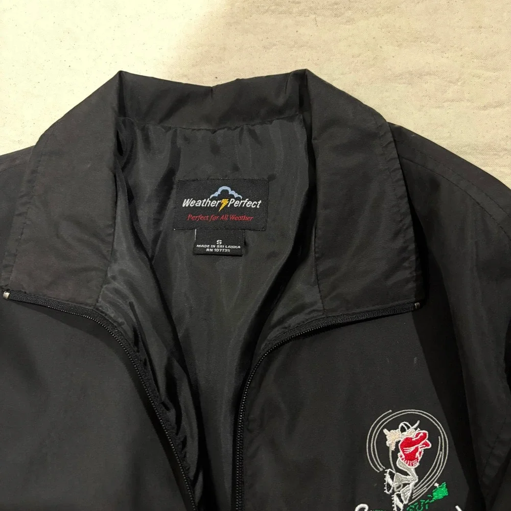 Black Short Sleeve Golf Wind Shirt Chilly Open Embroidered Size S
